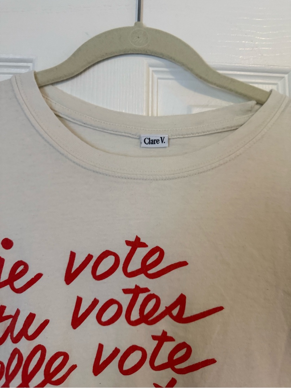 Clare V. When We All Vote Cream Tee, size Small - Picture 3 of 6